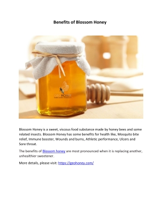 Benefits of Blossom Honey