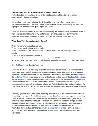 Complete Guide to Automated Software Testing Solutions