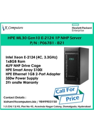 HPE ML30GEN10 E-2124 1P NHP Server