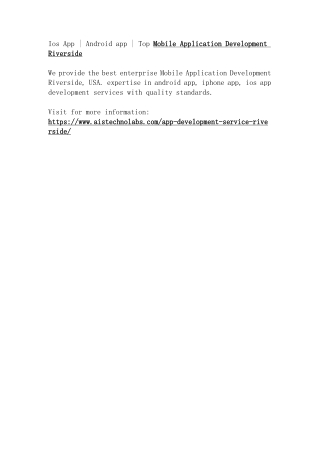 Ios App | Android app | Top Mobile Application Development Riverside