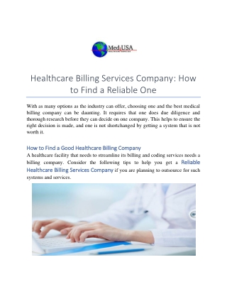 Healthcare Billing Services Company: How to Find a Reliable One