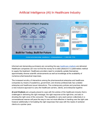 Artificial Intelligence Chatbots In Healthcare Industry