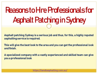 Reasons to Hire Professionals for Asphalt Patching in Sydney