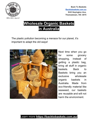 Wholesale Organic Baskets in Australia