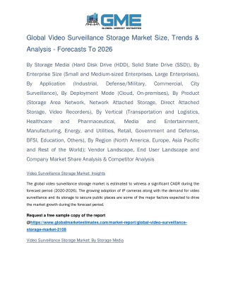 Global Video Surveillance Storage Market Size, Trends & Analysis - Forecasts To 2026