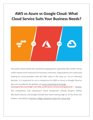 AWS vs Azure vs Google Cloud: What Cloud Service Suits Your Business Needs?