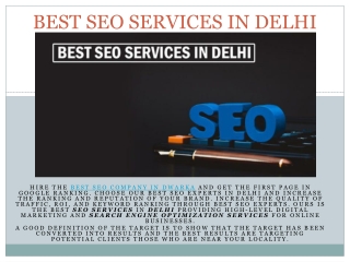 BEST SEO SERVICES IN DELHI