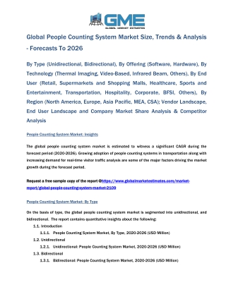 Global People Counting System Market Size, Trends & Analysis - Forecasts To 2026