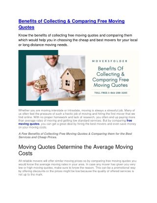 Benefits of Collecting & Comparing Free Moving Quotes