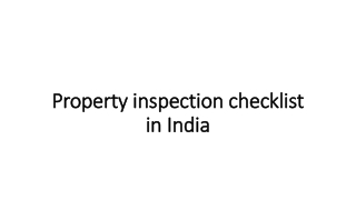 Home inspection checklist in India