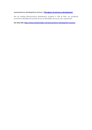 woocommerce development services | Wordpress Ecommerce development