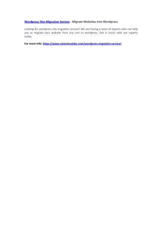 Wordpress Site Migration Service - Migrate Websites into Wordpress