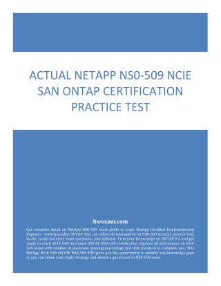 Actual NetApp NS0-509 NCIE SAN ONTAP Certification Practice Test