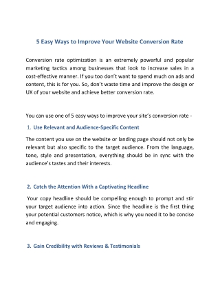 5 Easy Ways to Improve Your Website Conversion Rate
