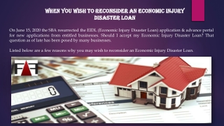 When You Wish To Reconsider An Economic Injury Disaster Loan