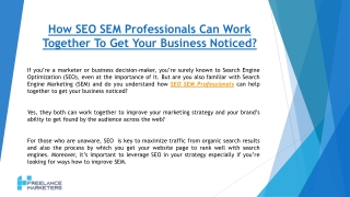 How SEO SEM Professionals Can Work Together To Get Your Business Noticed?