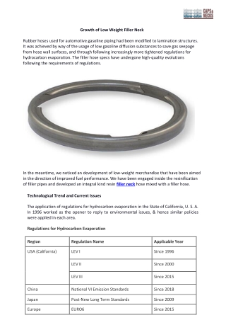 Growth of Low Weight Filler Neck