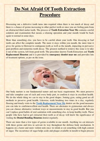 Do Not Afraid Of Tooth Extraction Procedure