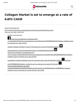 2020 Collagen Market Size, Share and Trend Analysis Report to 2026