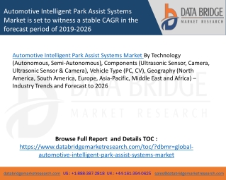 Automotive Intelligent Park Assist Systems Market is set to witness a stable CAGR in the forecast period of 2019-2026