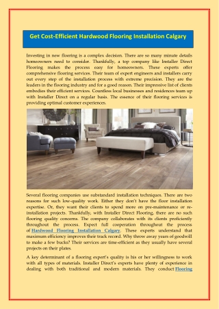 Get Cost-Efficient Hardwood Flooring Installation Calgary