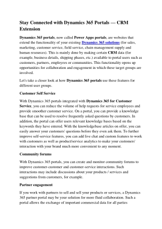 Stay Connected with Dynamics 365 Portals — CRM Extension