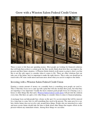 Grow with a winston salem federal credit union