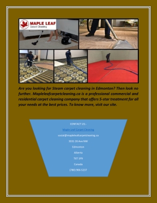 Best Carpet Cleaning Edmonton | Maple Leaf Carpet Cleaning