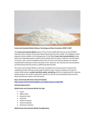 Casein and Caseinate Market