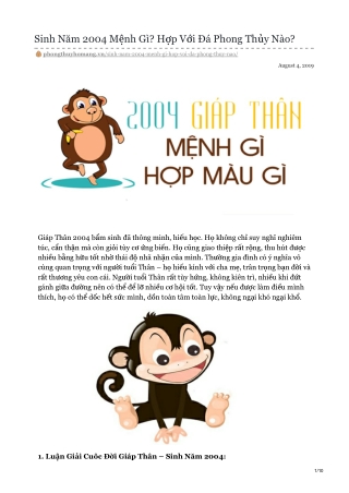 Sinh Năm 2004 Mệnh Gì? Hợp Với Đá Phong Thủy Nào?