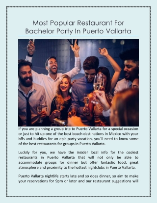 Most Popular Restaurant For Bachelor Party In Puerto Vallarta