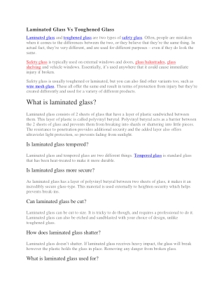 Laminated Glass Vs Toughened Glass