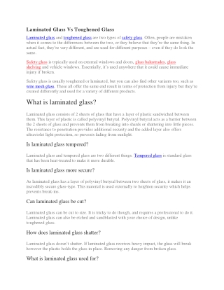 Laminated Glass Vs Toughened Glass