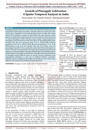 Growth of Pineapple Cultivation A Spatio Temporal Analysis in India