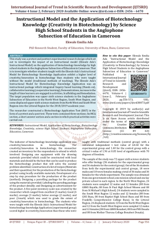 Instructional Model and the Application of Biotechnology Knowledge Creativity in Biotechnology by Science High School St