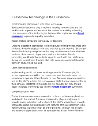 Classroom Technology in Classroom