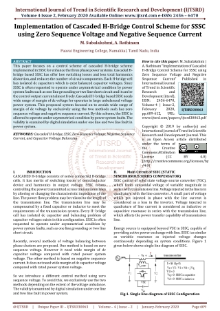 Implementation of Cascaded H Bridge Control Scheme for SSSC using Zero Sequence Voltage and Negative Sequence Current