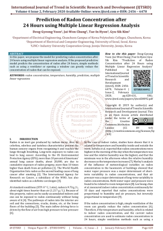 Prediction of Radon Concentration after 24 Hours using Multiple Linear Regression Analysis