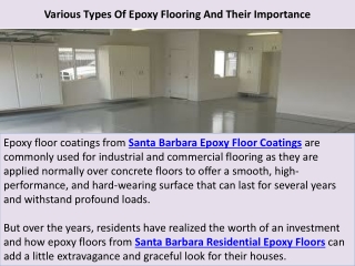 Santa Barbara Epoxy Floor Coatings | Various Types Of Epoxy Flooring And Their Importance