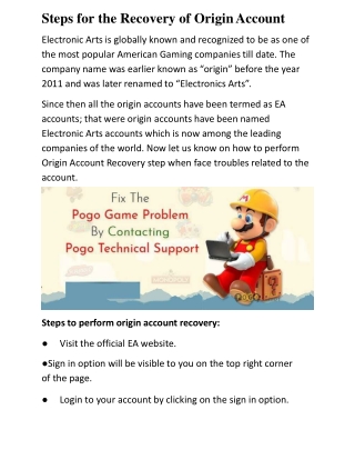 Steps for the Recovery of Origin Account