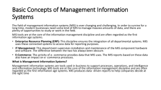 Basic Concepts of Management Information Systems