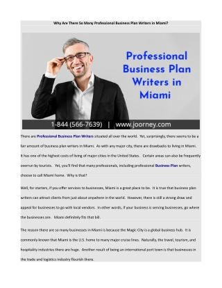 Why Are There So Many Professional Business Plan Writers in Miami?