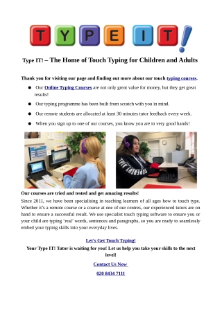 Type IT! – The Home of Touch Typing for Children and Adults