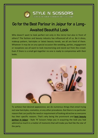 Go for the Best Parlour in Jaipur for a Long-Awaited Beautiful Look