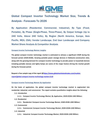 Global Compact Inverter Technology Market Size, Trends & Analysis - Forecasts To 2026