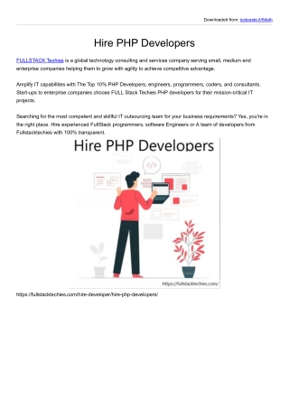 Hire PHP Developers and Programmers from Fullstacktechies