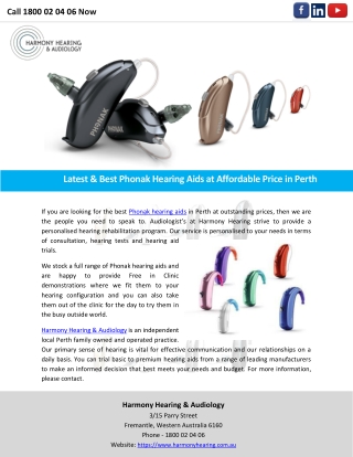 Latest & Best Phonak Hearing Aids at Affordable Price in Perth