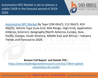 Automotive NFC Market is set to witness a stable CAGR in the forecast period of 2019-2026