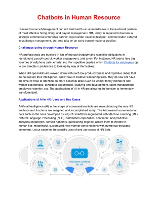 Conversational AI Chatbots in Human Resource by Smartbots