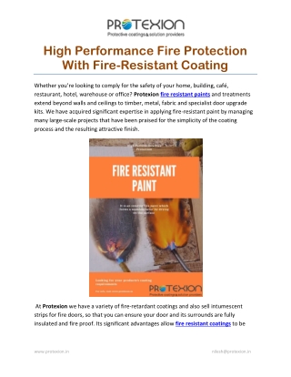 High Performance Fire Protection With Fire-Resistant Coating